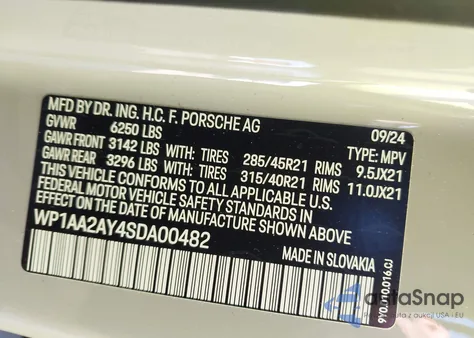 2025 Porsche Cayenne from USA, damaged, VIN WP1AA2AY4SDA00482